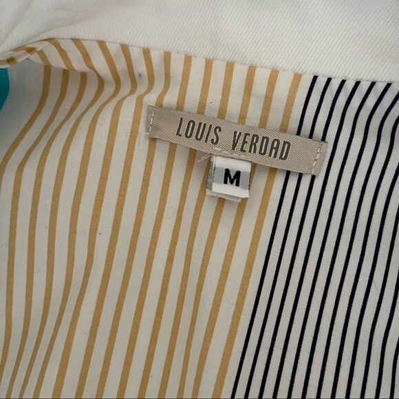 LOUIS VERDAD Empire Jacket White Blue Piping Fitted Womens Size Medium - Picture 7 of 9